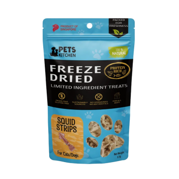 Pets Kitchen Treat Freeze-Dried Squid Strips 17g (2 packs) Pets Kitchen Treat Freeze-Dried Squid Strips 17g (2 packs)